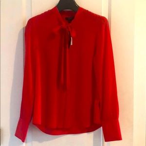Red Silk Blouse- New